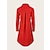 tanie proste sukienki-damska sukienka koszulowa sukienka na co dzień sukienka typu shift sukienka midi na zewnątrz zima sukienka codzienny poliester elegancki swobodny kołnierzyk koszuli kieszonkowy rolowany mankiet długi rękaw lato zima jesień wiosna 2023 luźny krój czerwony
