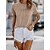 cheap Tees &amp; T Shirts-Women&#039;s T shirt Tee Deep Blue Beige Plain Daily Weekend Short Sleeve Round Neck Basic Regular S