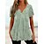 cheap Tees &amp; T Shirts-Women&#039;s T shirt Tee Green Print Graphic Daily Weekend Short Sleeve V Neck Basic Regular Painting S