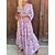 cheap Maxi Dresses-Women&#039;s Casual Dress Swing Dress Print Dress Long Dress Maxi Dress Party Casual Floral Ruffle Print Outdoor Daily Holiday V Neck Long Sleeve Dress Regular Fit Pink Summer Spring S M L XL XXL