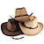 billige Historiske og vintagekostumer-vævet strå cowboyhat m/hat bånd bred skygge vest cowboy cowgirl hat herre damekostume vintage cosplay ferie feriehat