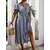 cheap Midi Dresses-Women&#039;s Casual Dress Print Wrap Dress A Line Dress V Neck Lace up Split Midi Dress Daily Holiday Active Modern Regular Fit Short Sleeve Blue Summer Spring S M L XL XXL