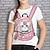 abordables t-shirts 3d fille-T-shirt Enfants Fille Graphic Extérieur 3D effet Manche Courte Col ras du cou Actif 7-13 ans Eté Rose Claire Rouge