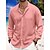cheap Casual Shirts-Men&#039;s Shirt Linen Shirt Button Up Shirt Casual Shirt Summer Shirt Beach Shirt Black White Pink Plain Long Sleeve Spring &amp; Summer Band Collar Casual Daily Clothing Apparel