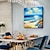 זול ציורי נוף-ציור שמן בעבודת יד בד אמנות קיר עיצוב מקורי האוקיינוס הכחול ציור נוף מופשט לעיצוב הבית עם מסגרת מתוחה ללא ציור מסגרת פנימית