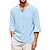 cheap Casual Shirts-Men&#039;s Shirt Linen Shirt Casual Shirt Summer Shirt Beach Shirt Black White Navy Blue Plain Long Sleeve Spring &amp; Summer V Neck Casual Daily Clothing Apparel Drawstring