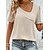 cheap Tees &amp; T Shirts-Women&#039;s Shirt Blouse Beige Plain Casual Short Sleeve V Neck Basic Regular S