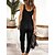 cheap Jumpsuits-Women&#039;s Jumpsuit Solid Color Lace up Button Streetwear V Neck Street Daily Sleeveless Regular Fit Black Wine Army Green S M L Summer