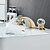 cheap Multi Holes-Widespread Bathroom Sink Mixer Faucet Waterfall Spout, Brass 3 Hole 2 Crystal Handle Basin Tap Deck Mounted, Washroom Basin Vessel Water Tap with Hot and Cold Hose