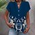 cheap Tees &amp; T Shirts-Women&#039;s Shirt Blouse White Navy Blue Blue Button Print Graphic Floral Casual Holiday Short Sleeve V Neck Basic Regular Floral S