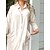 cheap Midi Dresses-Women&#039;s Shirt Dress Casual Dress Shift Dress Outdoor Office Business Midi Dress Basic Modern Polyester Button Pocket Shirt Collar Summer Spring Fall 3/4 Length Sleeve Loose Fit 2023 White Plain S M L