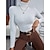 cheap Sweaters-Women&#039;s Pullover Sweater Jumper Turtleneck Ribbed Knit Spandex Knitted Thin Fall Winter Daily Basic Casual Long Sleeve Solid Color Black+White+Gray Black+Apricot+Brown Black+White+Dark Green One-Size