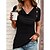 cheap Tees &amp; T Shirts-Women&#039;s T shirt Tee Black Button Plain Daily Weekend Short Sleeve V Neck Basic Regular S