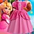 cheap Videogame Cosplay-Princess Peach Costume for Girls,Super Brothers Princess Peach Dress for Kids Cosplay Halloween Party Dress Up With Wig