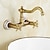 billige Badekarsarmaturer-vintage badekar vandhane i messing vægmonteret dobbeltgrebs badekar vandhaner, badeværelses blandingsbatteri, med kold og varm slange