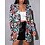 cheap Blazers-Women&#039;s Blazer Formal Print Breathable Color Block Regular Fit Streetwear Outerwear Summer Long Sleeve Royal Blue XS