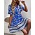 cheap Mini Dresses-Women&#039;s Casual Dress Floral A Line Dress Floral Dress V Neck Button Print Mini Dress Daily Holiday Active Fashion Loose Fit Short Sleeve Blue Summer Spring S M L XL
