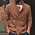 cheap Men&#039;s Sweaters &amp; Cardigans-Male Cardigan Cardigan Sweater Sweater Jacket Chunky Knit Double Breasted Regular Stand Collar Solid / Plain Color Daily Wear Clothing Apparel Fall &amp; Winter Brown M L XL