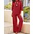 cheap Women&#039;s Two Piece Set-Women&#039;s Plus Size 2 Pieces Loungewear Sets Fashion Casual Comfort Pure Color Cotton Street Daily Date Crew Neck Breathable Half Sleeve Pant Summer Spring Red Khaki