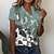 cheap Tees &amp; T Shirts-Women&#039;s T shirt Tee Green Print Floral Holiday Weekend Short Sleeve V Neck Basic Regular Floral Painting S