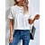 cheap Tees &amp; T Shirts-Women&#039;s Shirt Blouse White Button Cut Out Plain Casual Short Sleeve Round Neck Basic Regular S