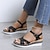 cheap Women&#039;s Sandals-Women&#039;s Sandals Plus Size Comfort Shoes Office Daily Beach Solid Color Snake Summer Wedge Heel Open Toe Vacation Basic Casual Faux Leather Ankle Strap Black Brown Beige