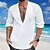 cheap Casual Shirts-Men&#039;s Shirt Linen Shirt Summer Shirt Beach Shirt Black White Blue Plain Long Sleeve Spring &amp; Summer V Neck Casual Daily Clothing Apparel