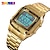 お買い得  デジタル腕時計-skmei 1381 豪華なメンズ腕時計ゴールドゴールデンデジタル腕時計ステンレス鋼トップブランドレロジオ masculino saatler 男性時計