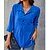 cheap Blouses &amp; Shirts-Women&#039;s Shirt Blouse Black White Navy Blue Button Plain Casual 3/4 Length Sleeve Shirt Collar Basic Linen Regular S