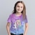お買い得  女の子の 3d T シャツ-子供 女の子 Tシャツ グラフィック アウトドア 3Dプリント 半袖 クルーネック 活発的 7-13歳 夏 ブルー パープル