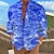 billige Hawaii-skjorte til mænd-Herre Skjorte Grafiske tryk Bølger Høj krave Rød Marineblå Blå Grøn udendørs Gade Langærmet Trykt mønster Tøj Mode Designer Afslappet Bekvem