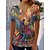 cheap Tees &amp; T Shirts-Women&#039;s T shirt Tee Yellow Blue Purple Button Print Graphic Daily Weekend Short Sleeve Round Neck Basic Regular Painting S