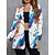 cheap Blazers-Women&#039;s Blazer Formal Print Breathable Abstract Regular Fit Streetwear Outerwear Summer Long Sleeve Light Blue XS