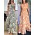 cheap Maxi Dresses-Women&#039;s Casual Dress Swing Dress A Line Dress Long Dress Maxi Dress Fashion Streetwear Leaf Ruffle Print Outdoor Daily Vacation Off Shoulder Short Sleeve Dress Loose Fit Orange Green Summer Spring S