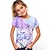 cheap Girl&#039;s 3D T-shirts-Kids Girls&#039; Graphic T shirt 3D Print Outdoor Crewneck Short Sleeve Active Summer 7-13 Years Multicolor Pink Red