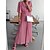 cheap Jumpsuits-Women&#039;s Jumpsuit Solid Color Pleated High Waist Business V Neck Wide Leg Office Work Half Sleeve Regular Fit Black Pink Fuchsia S M L Summer