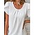 cheap Tees &amp; T Shirts-Women&#039;s Shirt Blouse White Plain Casual Short Sleeve Round Neck Basic Regular S