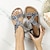 billige Sandaler til kvinner-kvinners sandaler boho bohemia strand flate sandaler pluss størrelse utendørs strand sommer strass flat hæl elegant casual sølv gull svarte sandaler