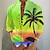 cheap Men&#039;s Hawaiian Shirt-Men&#039;s Shirt Summer Hawaiian Shirt Coconut Tree GraphicStand Collar Yellow Blue Fuchsia Green Gray Outdoor Street Long Sleeve Print Clothing Apparel Fashion Designer Casual Comfortable
