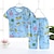 billige Pyjamas-Baby Drenge 2 Dele Pyjamas sæt Kortærmet Hvid Lyserød Navyblå Dyr Tegneserie Crewneck Sommer Forår Basale Hjem 3-7 år