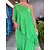 cheap Maxi Dresses-Women&#039;s Casual Dress Satin Dress Summer Dress Long Dress Maxi Dress Streetwear Casual Plain Ruffle Layered Outdoor Daily Date One Shoulder Half Sleeve Dress Loose Fit Green Summer Spring S M L XL XXL