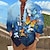 tanie Męska koszula hawajska-Męskie Koszula Motyl Wzory graficzne Kołnierz stawiany Niebiesko-zielony Czerwony Niebieski Fioletowy Zielony Na zewnątrz Ulica Długi rękaw Nadruk Odzież Moda Designerskie Codzienny Wygodny