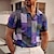 cheap Men&#039;s V Neck Polos-Men&#039;s Polo Shirt Golf Shirt Color Block Plaid / Check Graphic Prints Geometry V Neck Yellow Light Green Blue Purple Green Outdoor Street Short Sleeves Print Clothing Apparel Sports Fashion Streetwear