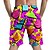 abordables Fondos-Retro Antiguo Años 80 Pantalones cortos de playa muñeca Disfraz Hombre Vacaciones Playa Desfile del orgullo Adulto Pantalones cortos