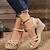 cheap Women&#039;s Sandals-Women&#039;s Strappy Sandals Boho Wedge Sandals Espadrilles Outdoor Beach Solid Color Summer Elegant Casual Minimalism PU Buckle Black Beige