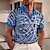 cheap Men&#039;s V Neck Polos-Men&#039;s Polo Shirt Golf Shirt Floral Graphic Prints Vintage V Neck Blue-Green Yellow Red Blue Green Outdoor Street Short Sleeves Print Clothing Apparel Sports Fashion Streetwear Designer