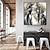 cheap People Paintings-Handmade Oil Painting Canvas Wall Art Decoration Modern Black and White Abstract Texture for Home Decor Rolled Frameless Unstretched Painting