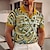cheap Men&#039;s V Neck Polos-Men&#039;s Polo Shirt Golf Shirt Floral Graphic Prints Vintage V Neck Blue-Green Yellow Red Blue Green Outdoor Street Short Sleeves Print Clothing Apparel Sports Fashion Streetwear Designer