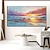 お買い得  風景画-純粋な手描きの夕日海空オーシャンビーチ風景カラフルな抽象的な壁アート特大パノラマ油絵キャンバスに