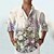 abordables Camiseta henley-camisa de hombre floral estampado gráfico cuello alto púrpura verde caqui arcoíris al aire libre calle manga larga estampado ropa moda streetwear diseñador casual
